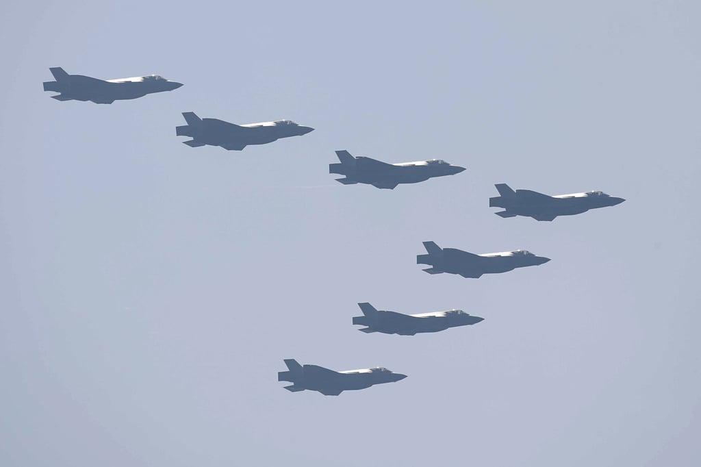 South Korea’s F-35A stealth fighter jets during a drill in September 2022. On Friday, South Korea scrambled dozens of military aircraft, including advanced F35 fighter jets, after spotting North Korean warplanes. Photo: Pool via AP