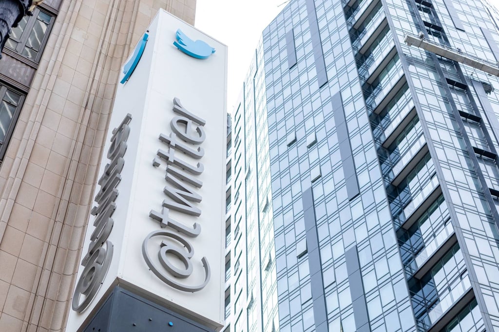A sign with the Twitter logo is seen at the company’s headquarters in San Francisco, California. Photo: AFP