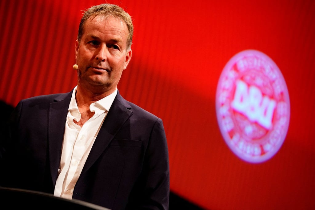 Denmark coach Kasper Hjulmand during the announcement for his World Cup squad. Photo: Reuters