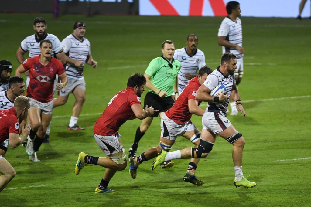 Cam Dolan of the United States breaks with the ball. Photo: World Rugby via Getty Images