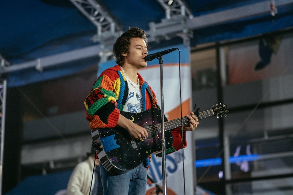Harry Styles’ rainbow cardigan gained a lot of attention on social media. Photo: Getty Images