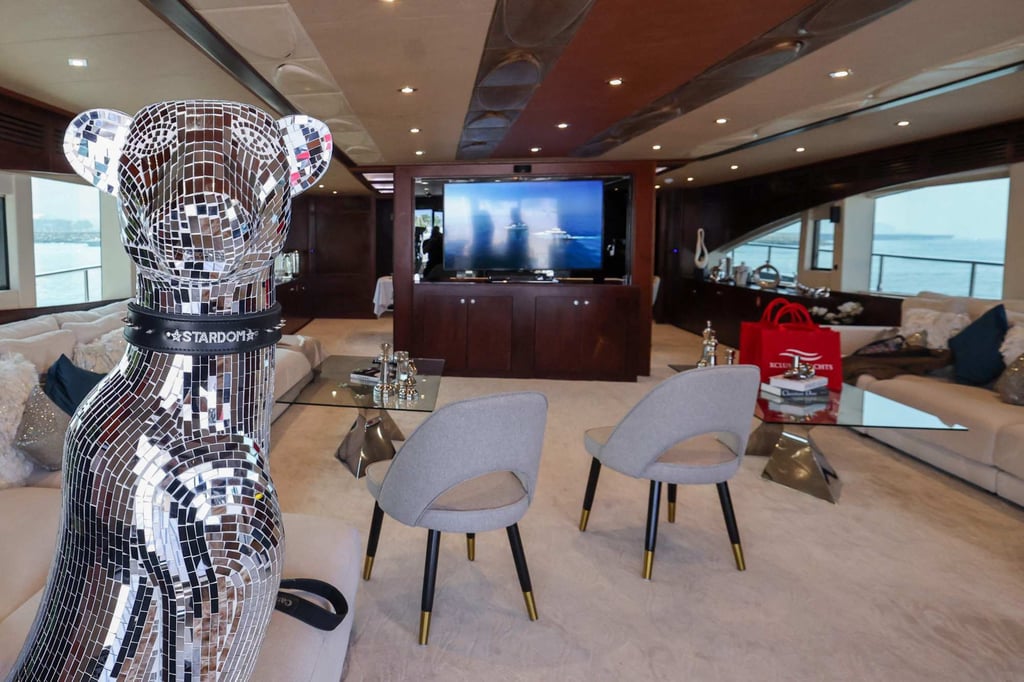 Inside one of the yachts that can be rented for US$20,000 per night to watch the World Cup in Dubai. Photo: AFP