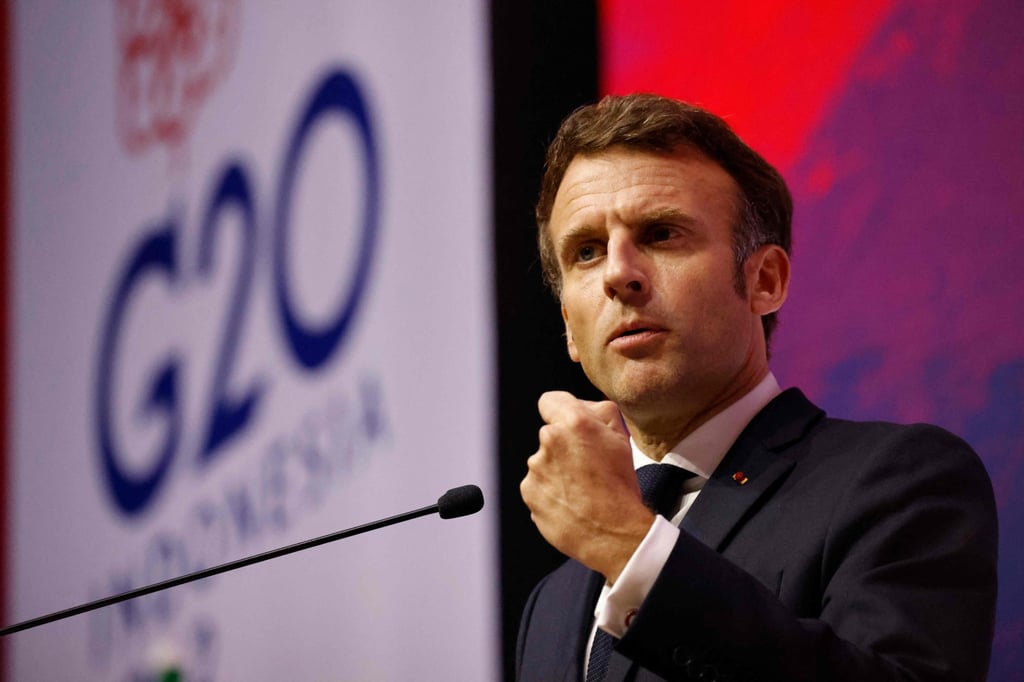 Macron at his news conference on Wednesday. Photo: AFP Macron at his news conference on Wednesday. Photo: AFP
