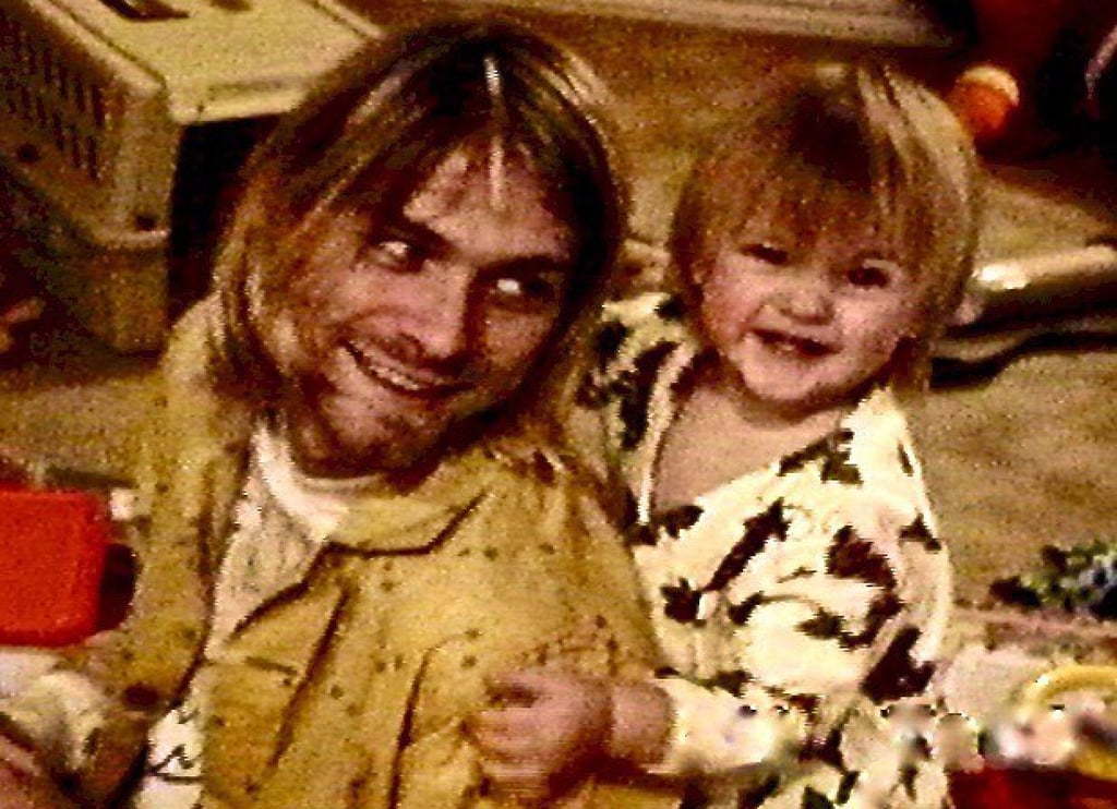 A young Frances Bean Cobain with her father, Kurt Cobain, who died from suicide in 1994. Photo: @thespacewitch/Instagram A young Frances Bean Cobain with her father, Kurt Cobain, who died from suicide in 1994. Photo: @thespacewitch/Instagram