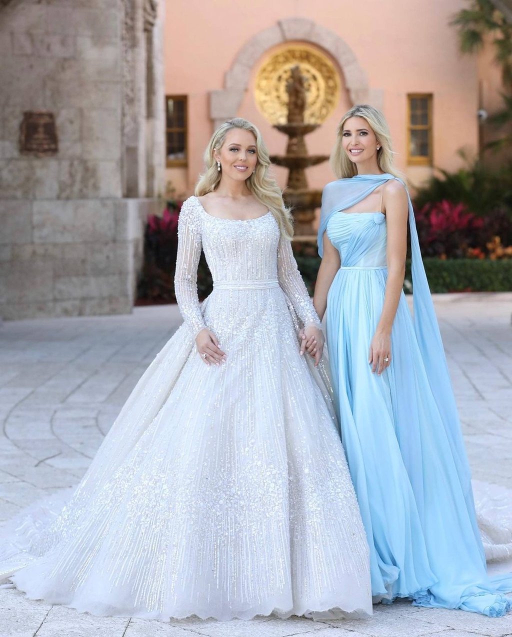 Tiffany Trump and Ivanka Trump looking radiant at Tiffany’s wedding. Photo: @ivankatrump/Instagram