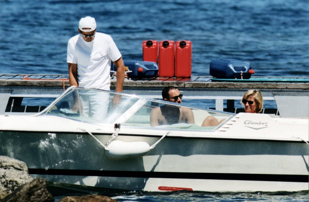 Dodi Fayed with Princess Diana on holiday in Saint Tropez, France. Photo: Sygma