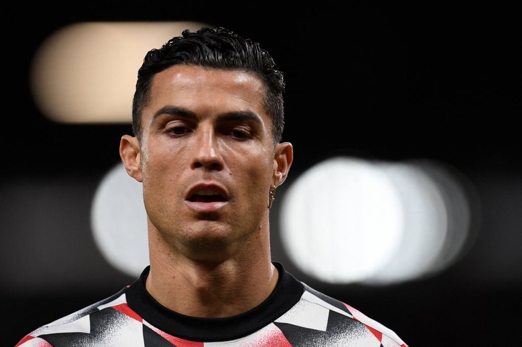 Manchester United’s Portuguese striker Cristiano Ronaldo reacts during the warm up the English Premier League match against Tottenham. Photo: AFP Manchester United’s Portuguese striker Cristiano Ronaldo reacts during the warm up the English Premier League match against Tottenham. Photo: AFP