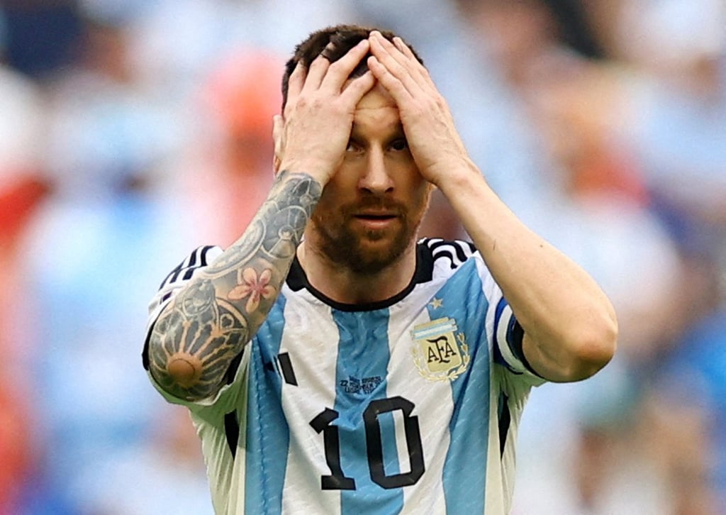 Argentina’s Lionel Messi reacts after their shock loss to Saudi Arabia. Photo: Reuters