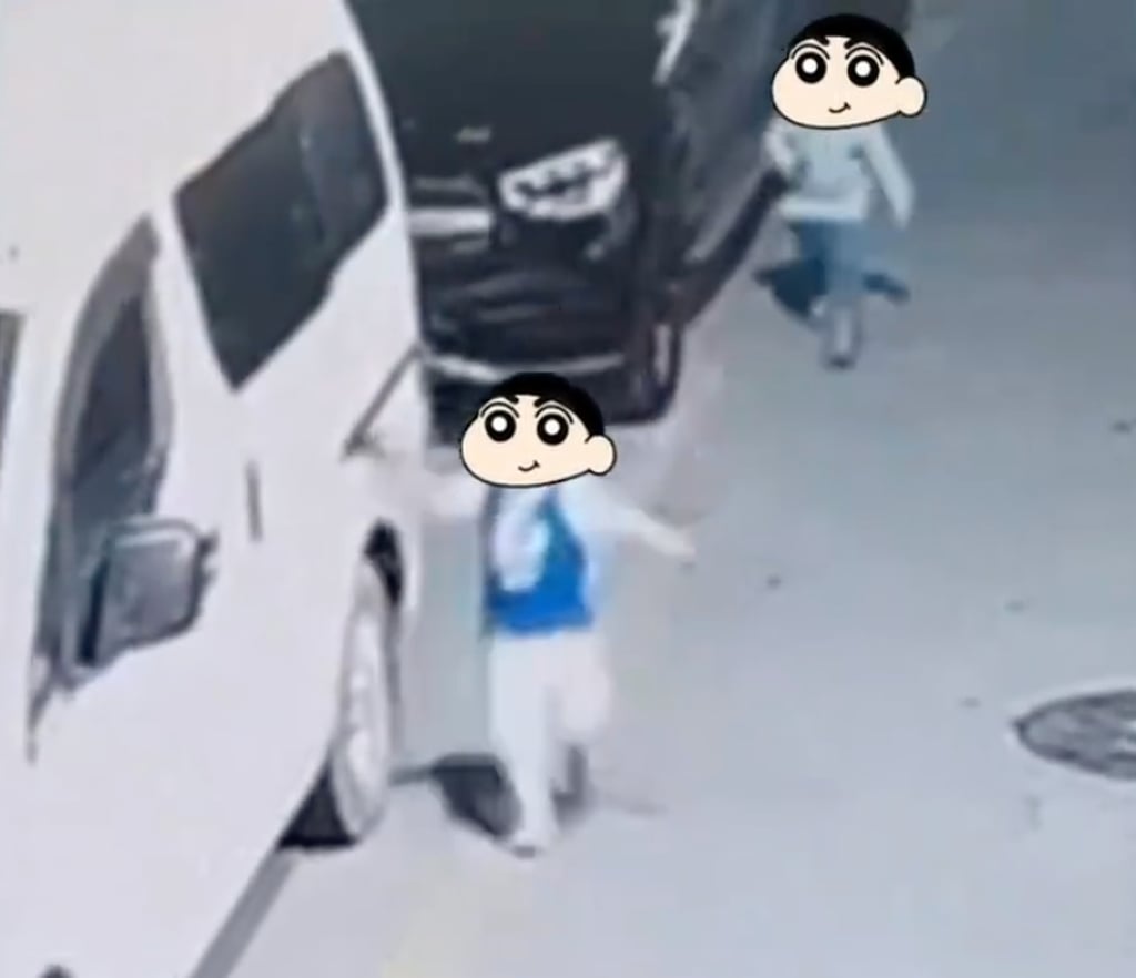 The boy and his friend caught on camera damaging the cars. Photo: Baidu The boy and his friend caught on camera damaging the cars. Photo: Baidu