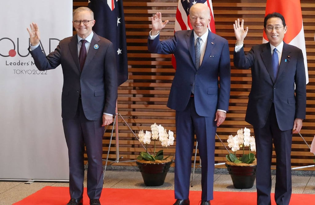 Australian Prime Minister Anthony Albanese, US President Joe Biden and Japanese Prime Minister Fumio Kishida at a meeting in May of the Quadrilateral Security Dialogue, which also includes India. Photo: AFP