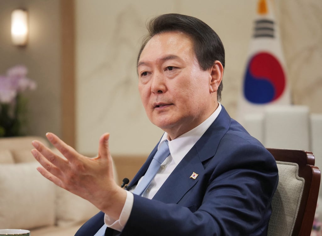 South Korean President Yoon Suk-yeol called on Beijing to dissuade North Korea from developing nuclear weapons. Photo: Reuters South Korean President Yoon Suk-yeol called on Beijing to dissuade North Korea from developing nuclear weapons. Photo: Reuters