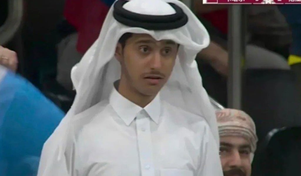 Sad prince of Qatar: Abdulrahman Fahad al-Thani’s disappointed and exasperated facial expressions have endeared him to millions on Chinese social media. Photo: WEIBO Sad prince of Qatar: Abdulrahman Fahad al-Thani’s disappointed and exasperated facial expressions have endeared him to millions on Chinese social media. Photo: WEIBO