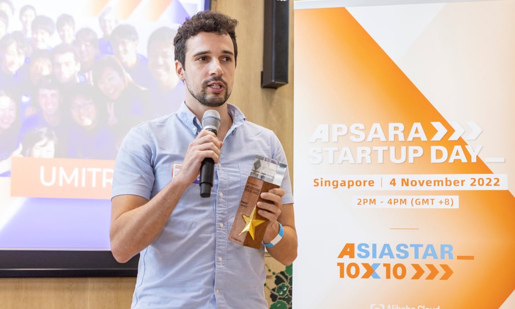 Umitron’s business development manager, Chris Amhoff, at the AsiaStar 10x10 awards ceremony in November. Photo: Alibaba Cloud