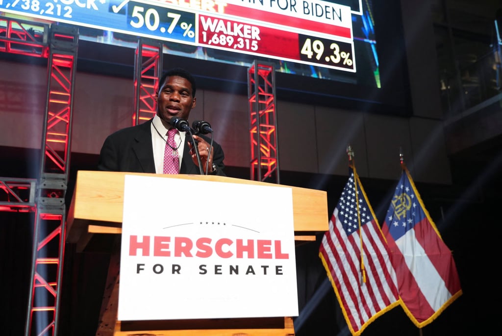 Herschel Walker gives a concession speech during his election night party after losing the run-off election to his US Senator Raphael Warnock. Photo: Reuters Herschel Walker gives a concession speech during his election night party after losing the run-off election to his US Senator Raphael Warnock. Photo: Reuters