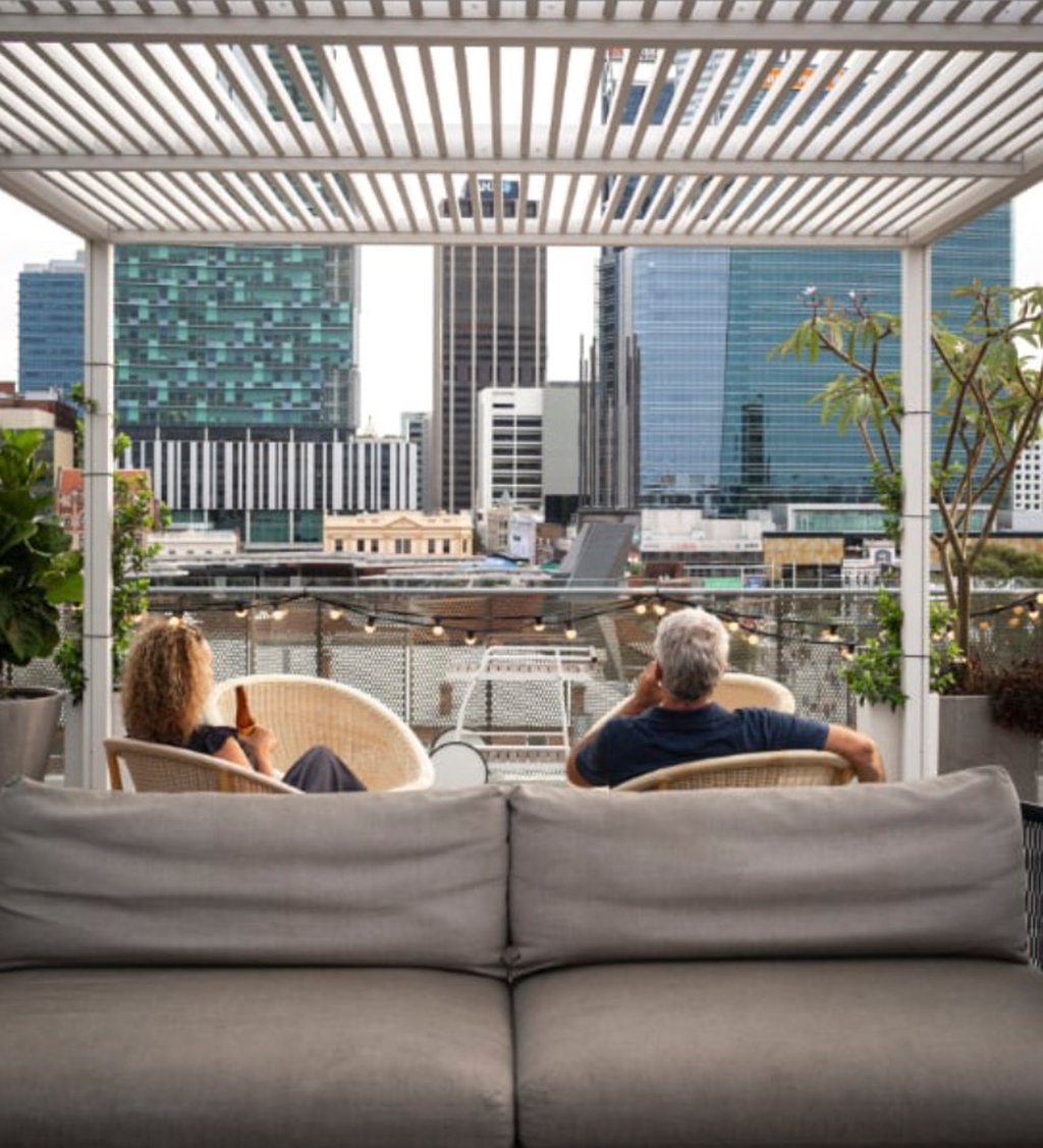 The rooftop terrace where guests can mingle at Alex, in Perth, Australia. Photo: Alex