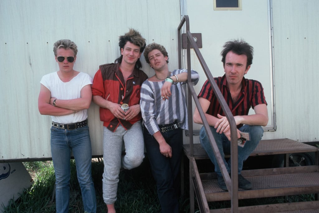 U2’s drummer Larry Mullen Jr., lead singer Bono, bass player Adam Clayton and guitarist The Edge in California, in 1983. Photo: Corbis