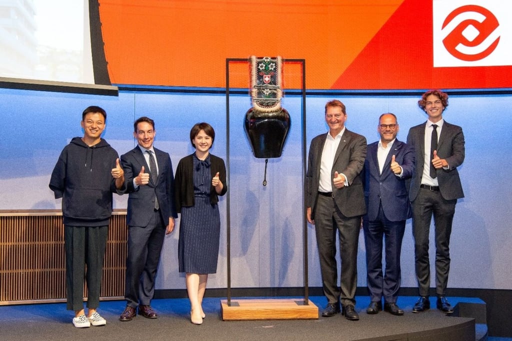 Pando Finance’s chief executive Ren Junfei (third left) at the listing ceremony of Pando Asset on the SIX Swiss Exchange on 4 August 2022. Photo: PRNewsfoto/Pando Asset AG Pando Finance’s chief executive Ren Junfei (third left) at the listing ceremony of Pando Asset on the SIX Swiss Exchange on 4 August 2022. Photo: PRNewsfoto/Pando Asset AG