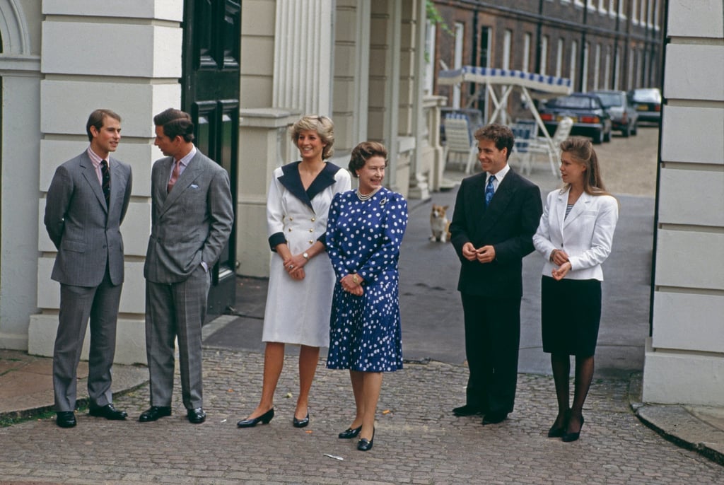 Members of the royal family at Clarence House in London for the Queen Mother’s 87th birthday in 1987. Photo: Getty Images