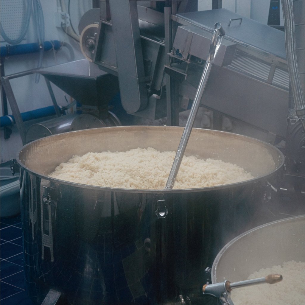 Rice in stainless steel vats as part of the fermentation process at Hangang Brewery in Seoul. Photo: Hangang Brewery