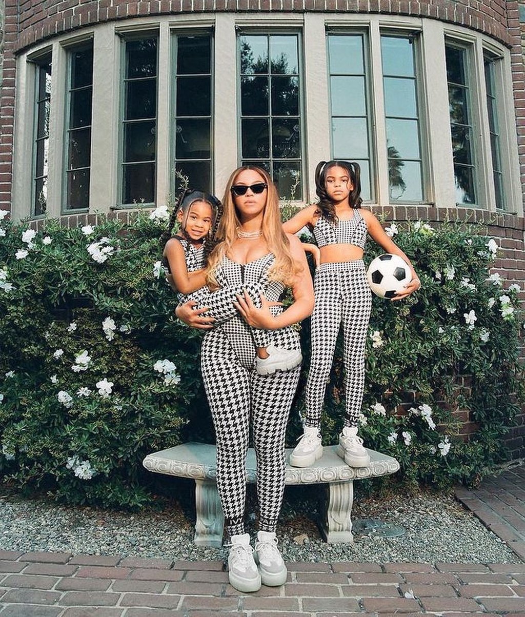 Beyoncé with her daughters, Blue Ivy and Rumi Carter. Photo: @beyonce/Instagram