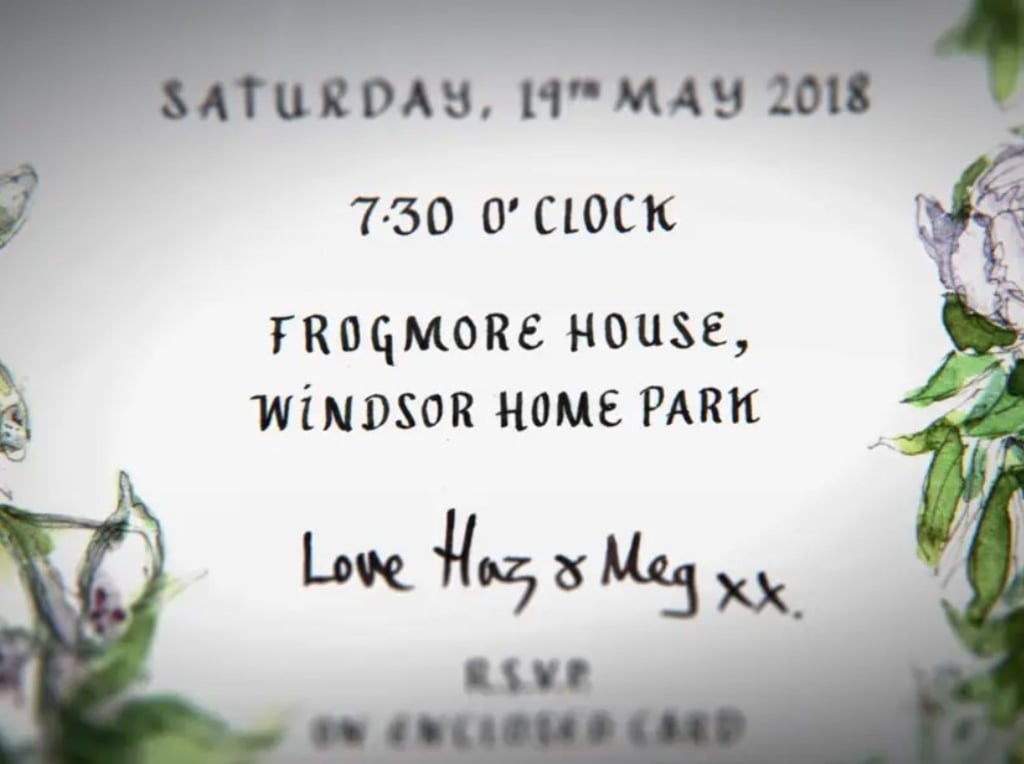 Prince Harry and Meghan Markle’s wedding reception invitation. Photo: Netflix