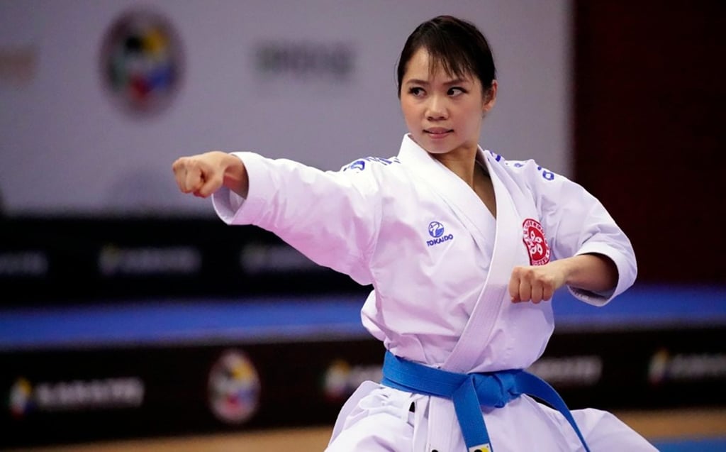 Karate athlete Grace Lau Mo-sheung in the final of the Premier League in Baku. Photo: WKF