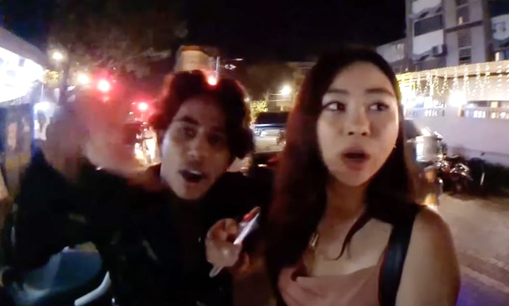 A screenshot shows YouTuber Mhyochi being approached by a man in Mumbai. Photo: YouTube A screenshot shows YouTuber Mhyochi being approached by a man in Mumbai. Photo: YouTube