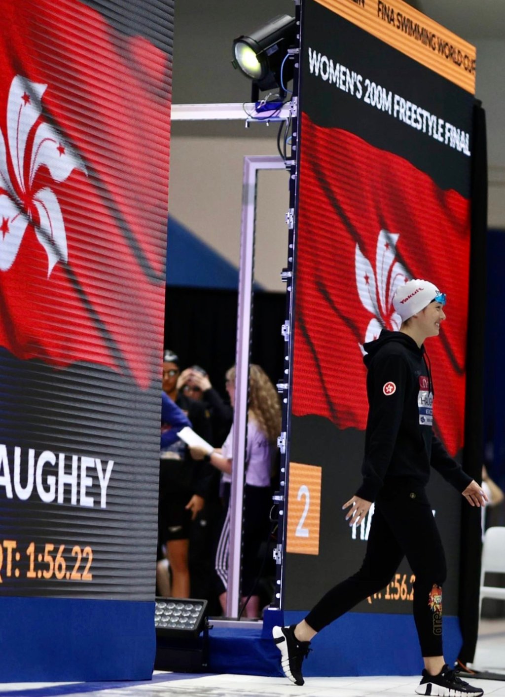 Siobhan Haughey enters the arena for the World Championships in Melbourne. Photo: Instagram