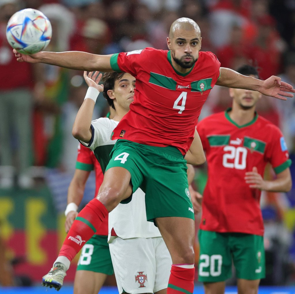 Sofyan Amrabat of Morocco in action during the Fifa World Cup 2022 quarter final soccer match between Morocco and Portugal. Photo: EPA-EFE