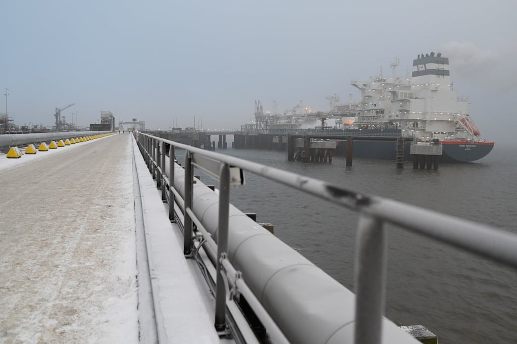 The Hoegh Esperanza Floating Storage and Regasification Unit (FSRU) in Wilhelmshaven, Germany on Saturday. Photo: EPA-EFE The Hoegh Esperanza Floating Storage and Regasification Unit (FSRU) in Wilhelmshaven, Germany on Saturday. Photo: EPA-EFE