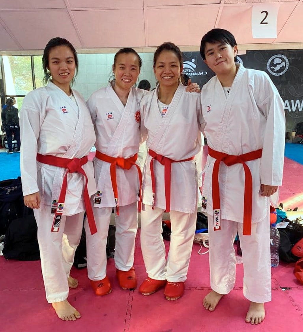 Hong Kong’s kumite team (from left), Chow Hei-wood, Tsang Yee-ting, Choi Wan-yu and Ho Kai-yan, snatched the bronze medal at the 2022 Asian Championship. Photo: Handout