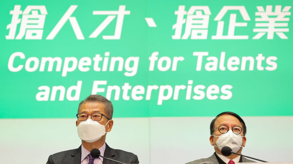 Financial Secretary Paul Chan (left) and Chief Secretary Eric Chan outline the government’s plans to compete for talent and enterprises. Photo: Jelly Tse Financial Secretary Paul Chan (left) and Chief Secretary Eric Chan outline the government’s plans to compete for talent and enterprises. Photo: Jelly Tse