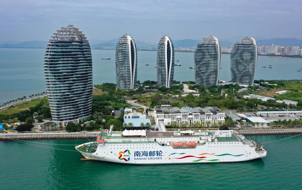 An aerial photo taken on December 8, 2020 shows the cruise ship Nanhai Dream docked in Sanya, in south China’s Hainan Province. Since 2018 the Chinese government has been encouraging the tropical island province’s growth as a tourist destination. Photo: Xinhua An aerial photo taken on December 8, 2020 shows the cruise ship Nanhai Dream docked in Sanya, in south China’s Hainan Province. Since 2018 the Chinese government has been encouraging the tropical island province’s growth as a tourist destination. Photo: Xinhua