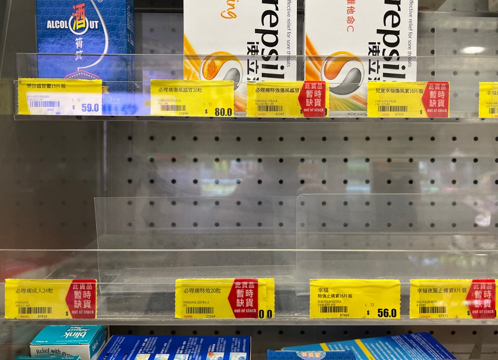 Pain-relief and fever medicine is disappearing from pharmacies in Sham Shui Po. Photo: Yik Yeung-man