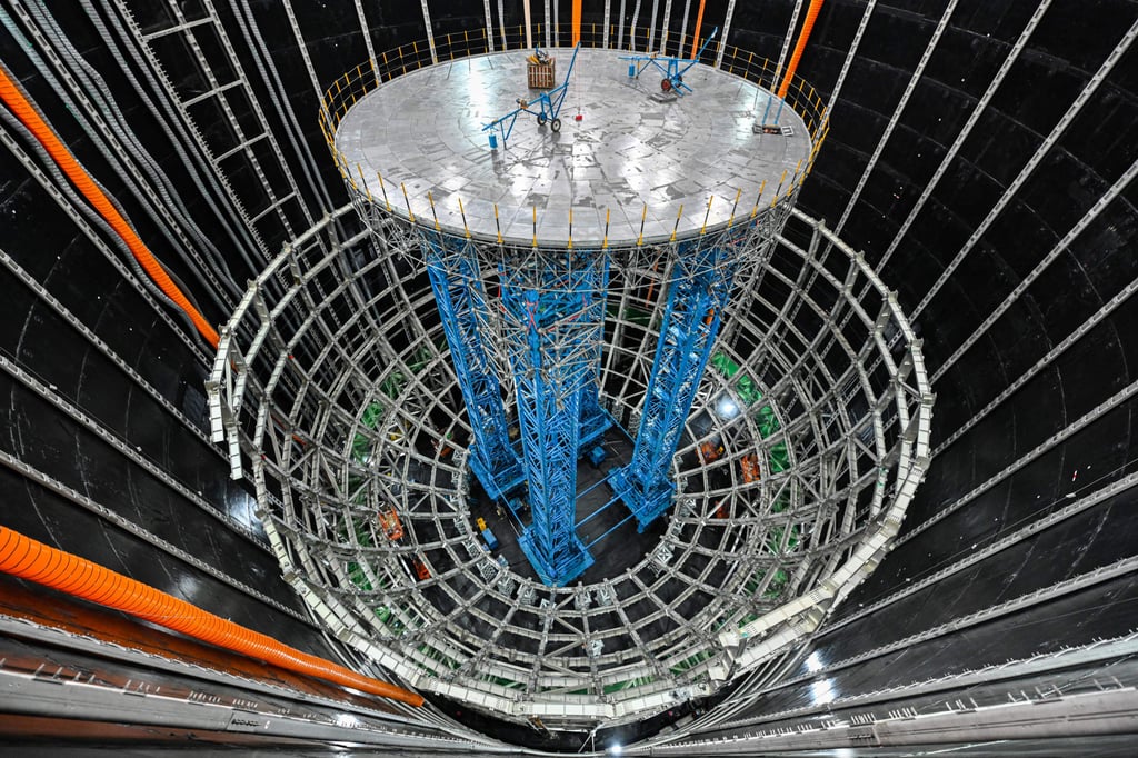 The Jiangmen Underground Neutrino Observatory is designed to measure how the masses of different types of neutrinos compare to one another, and better understand their role in the formation of the universe. Photo: Handout
