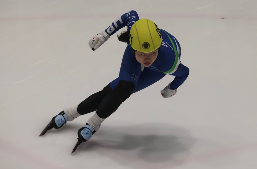 Nicole Law competes at the Hong Kong Cup Short Track Speed Skating in Discovery Bay. Photo: Jonathan Wong Nicole Law competes at the Hong Kong Cup Short Track Speed Skating in Discovery Bay. Photo: Jonathan Wong