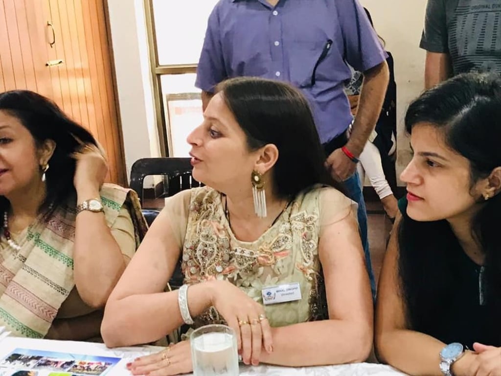 Minal Singhvi (centre), one of the co-founders of Radio Udaan, who lost her sight at 28. Photo: Handout Minal Singhvi (centre), one of the co-founders of Radio Udaan, who lost her sight at 28. Photo: Handout
