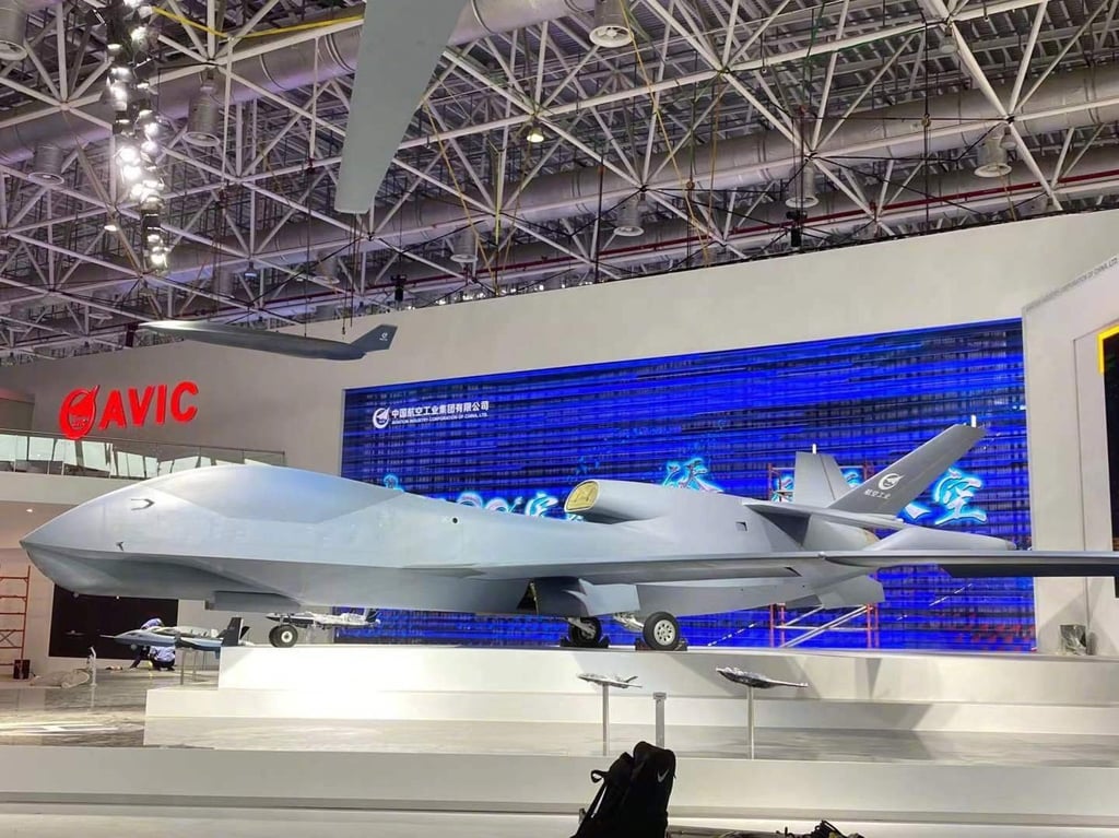 The PLA’s WZ-7 high-altitude reconnaissance drone was unveiled at China’s biggest air show in September 2021. Photo: Weibo The PLA’s WZ-7 high-altitude reconnaissance drone was unveiled at China’s biggest air show in September 2021. Photo: Weibo