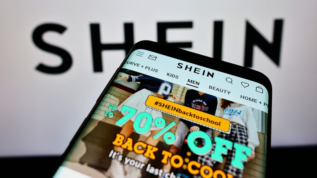 A smartphone displays a huge discount programme offered by Chinese fast-fashion online retailer Shein. Photo: Shutterstock