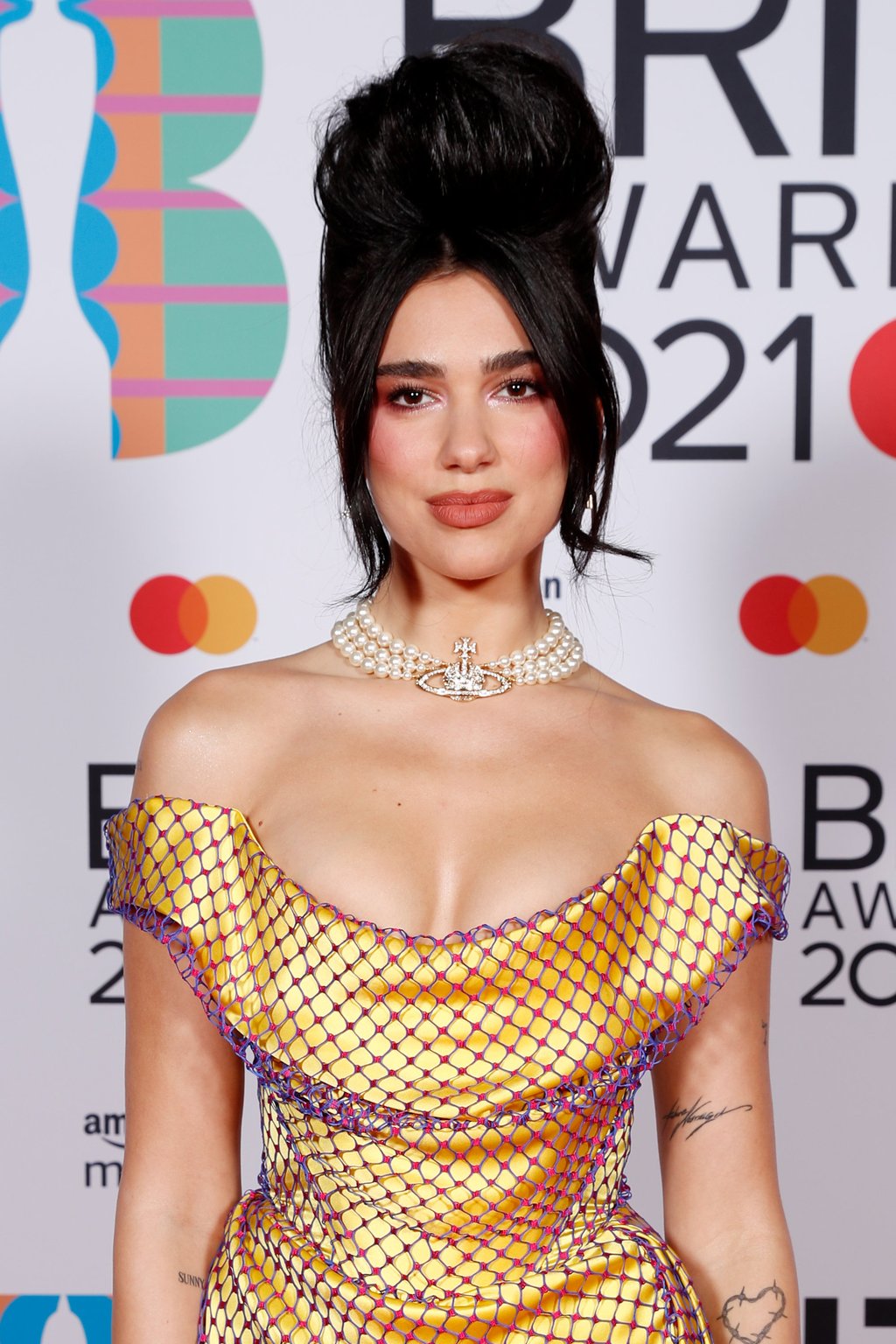 Dua Lipa poses in the media room during The Brit Awards 2021 at The O2 Arena, London, in May 2021. Photo: Getty Images