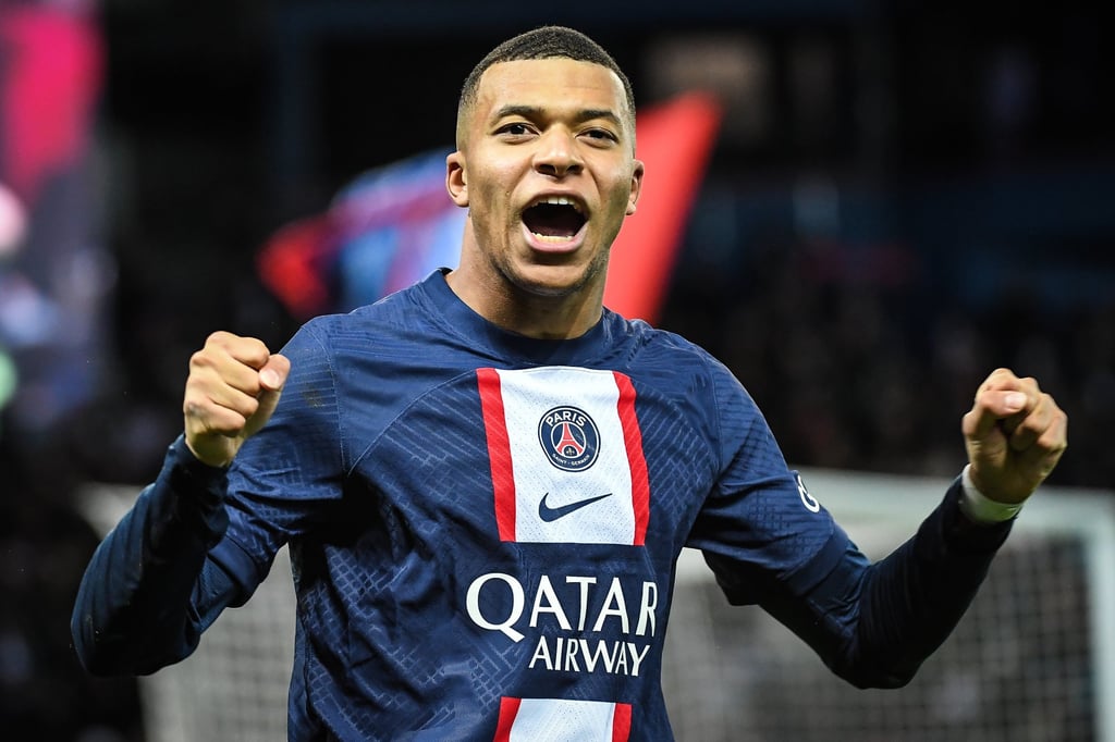 Paris Saint-Germain’s Kylian Mbappé celebrates scoring his side’s second goal during the French Ligue 1 football match between Paris Saint-Germain (PSG) and Racing Club de Strasbourg at Parc des Princes Stadium in December 2022. Photo: dpa Paris Saint-Germain’s Kylian Mbappé celebrates scoring his side’s second goal during the French Ligue 1 football match between Paris Saint-Germain (PSG) and Racing Club de Strasbourg at Parc des Princes Stadium in December 2022. Photo: dpa
