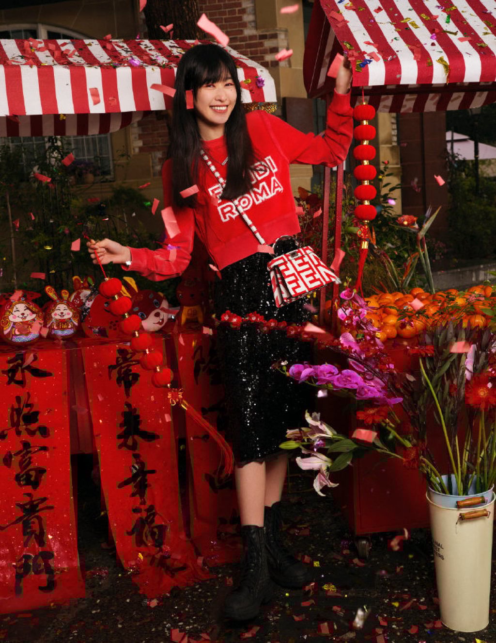 Fendi’s 2023 Lunar New Year collection opts for an on-theme reinterpretation of the Fendi Roma logo. Photo: @Fendi/Weibo