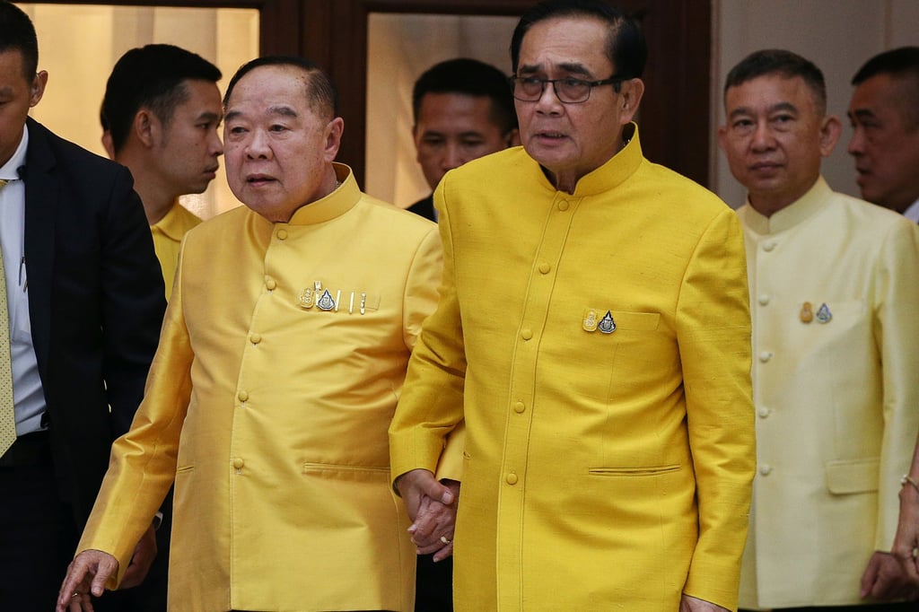 Prayuth went looking for a new political vehicle after his former party, Palang Pracharath, signalled it would back Deputy Prime Minister Prawit Wongsuwon (left) for the top job. Photo: Reuters