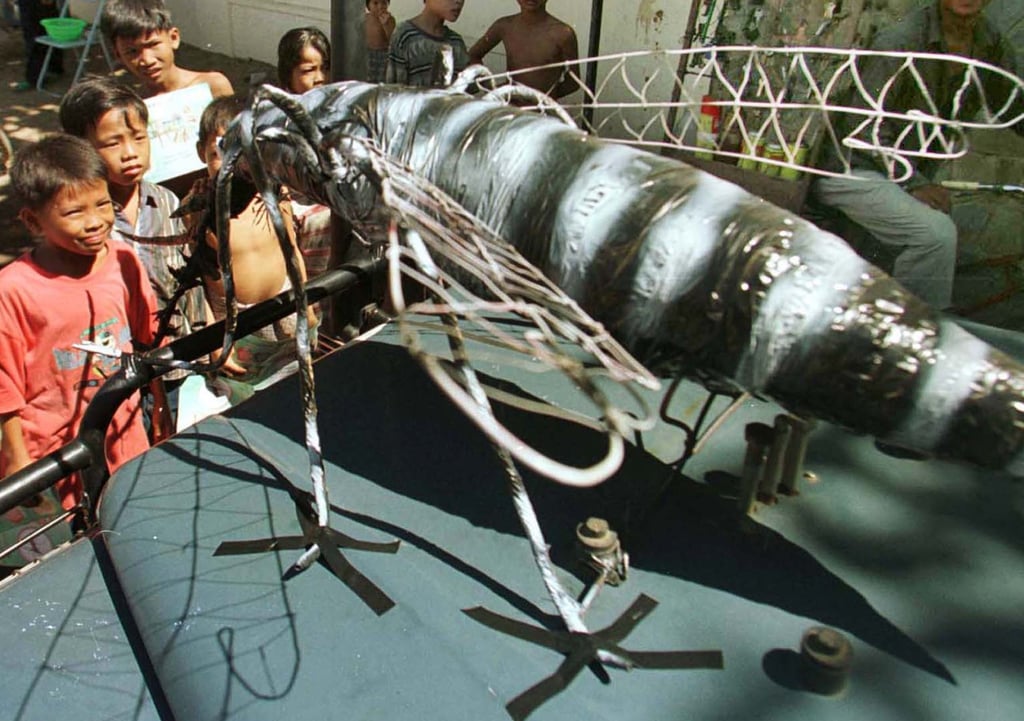 Cambodian children look at a larger-than-life mock up of a mosquito mounted on a health ministry truck in Phnom Penh. Insecticide resistance was found to be particularly high among Cambodian mosquitoes. Photo: Reuters Cambodian children look at a larger-than-life mock up of a mosquito mounted on a health ministry truck in Phnom Penh. Insecticide resistance was found to be particularly high among Cambodian mosquitoes. Photo: Reuters