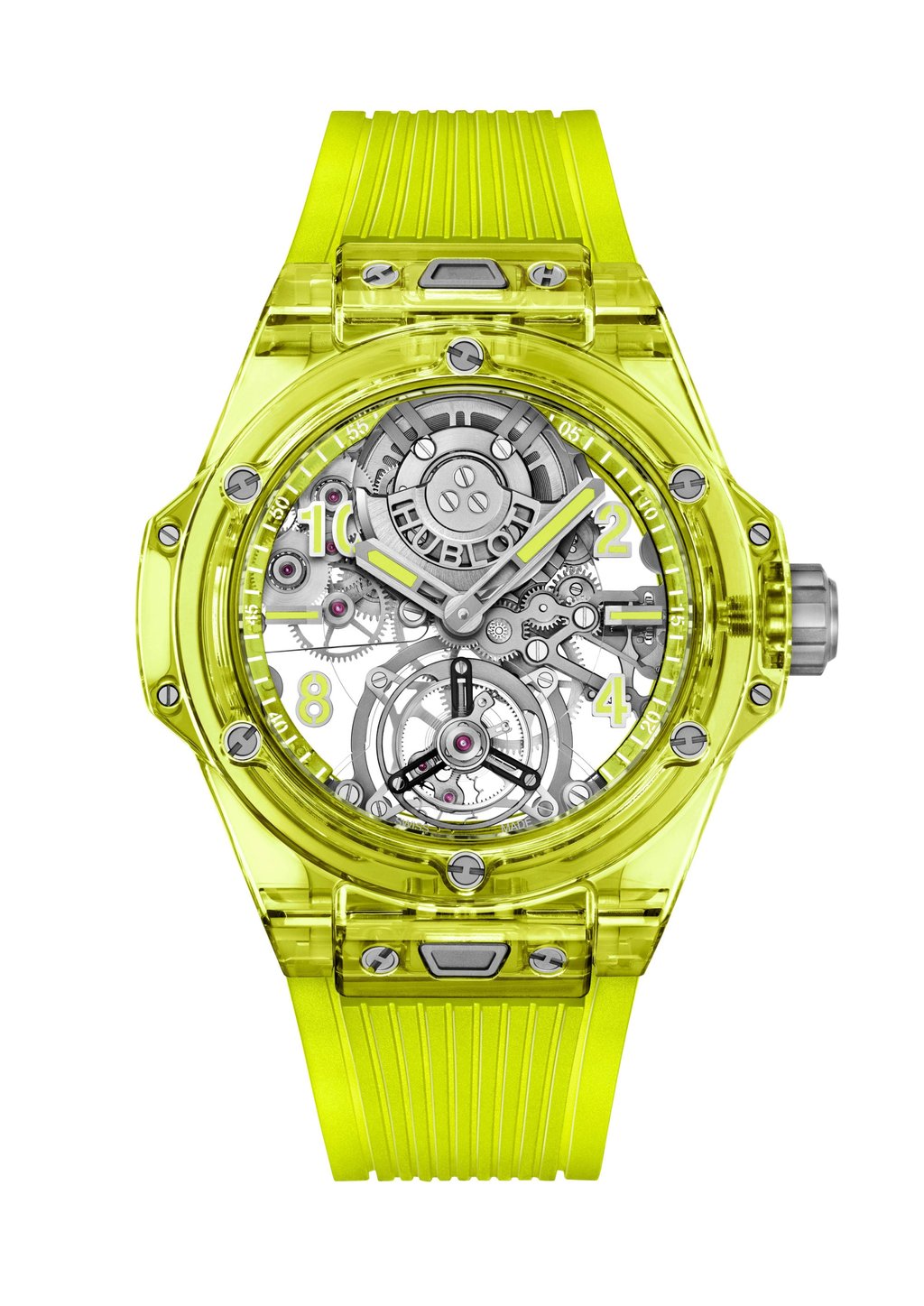 It took Hublot three years to perfect the colour of the new Yellow Neon Saxem. Photo: Hublot It took Hublot three years to perfect the colour of the new Yellow Neon Saxem. Photo: Hublot