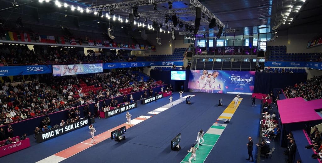 Men’s team foil competition at the Paris World Cup series. Photo: FIE Men’s team foil competition at the Paris World Cup series. Photo: FIE