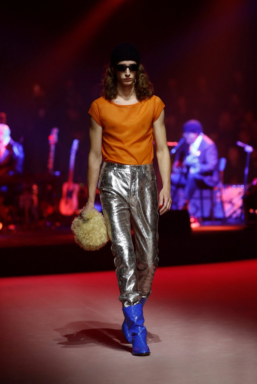 A model wears a colourful creation at the Gucci menswear show in Milan, Italy on January 13. Photo: Reuters A model wears a colourful creation at the Gucci menswear show in Milan, Italy on January 13. Photo: Reuters