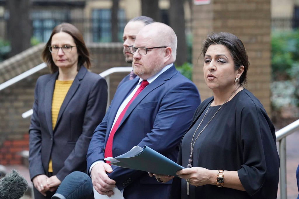 Detective Chief Inspector Iain Moor from the Bedfordshire, Cambridge and Hertfordshire major crime unit (second right) and Jaswant Narwal Chief Crown Prosecutor, CPS Thames and Chiltern (right) speak to the media in London on Monday. Photo: PA via AP Detective Chief Inspector Iain Moor from the Bedfordshire, Cambridge and Hertfordshire major crime unit (second right) and Jaswant Narwal Chief Crown Prosecutor, CPS Thames and Chiltern (right) speak to the media in London on Monday. Photo: PA via AP
