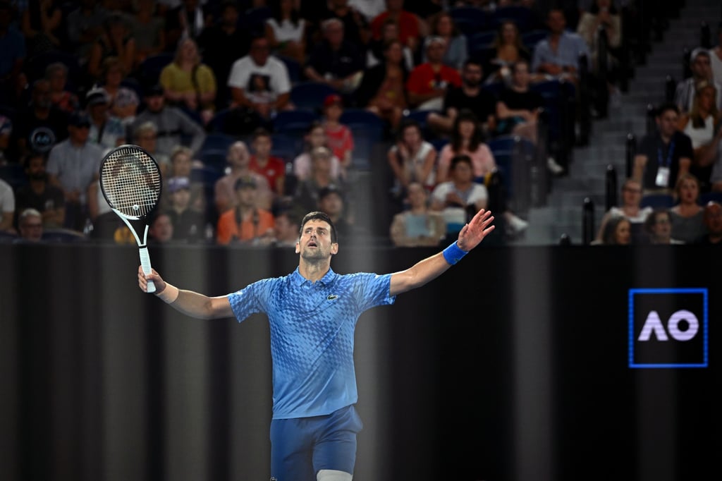 Novak Djokovic of Serbia in action against Roberto Carballes Baena. Photo: EPA-EFE Novak Djokovic of Serbia in action against Roberto Carballes Baena. Photo: EPA-EFE