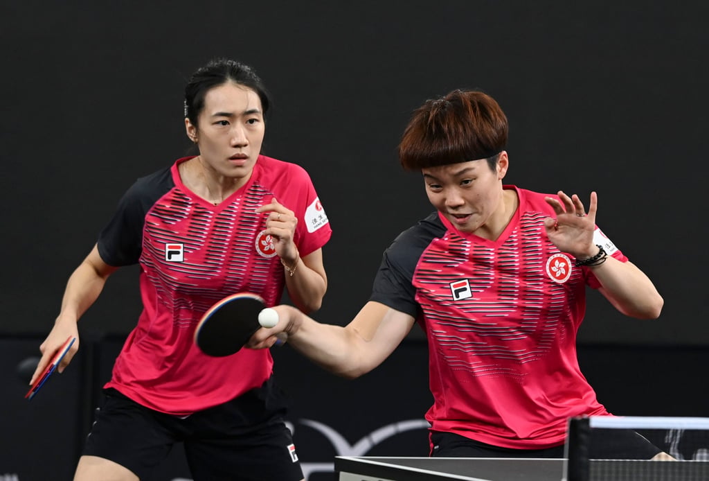 Doo Hoi-kem and Zhu Chengzhu of Hong Kong compete against Zhang Wanling and Zhou Jingyi of Singapore during the women’s doubles round of 16 match at the WTTC Asian Continental Stage in Doha, Qatar. Photo: Xinhua Doo Hoi-kem and Zhu Chengzhu of Hong Kong compete against Zhang Wanling and Zhou Jingyi of Singapore during the women’s doubles round of 16 match at the WTTC Asian Continental Stage in Doha, Qatar. Photo: Xinhua